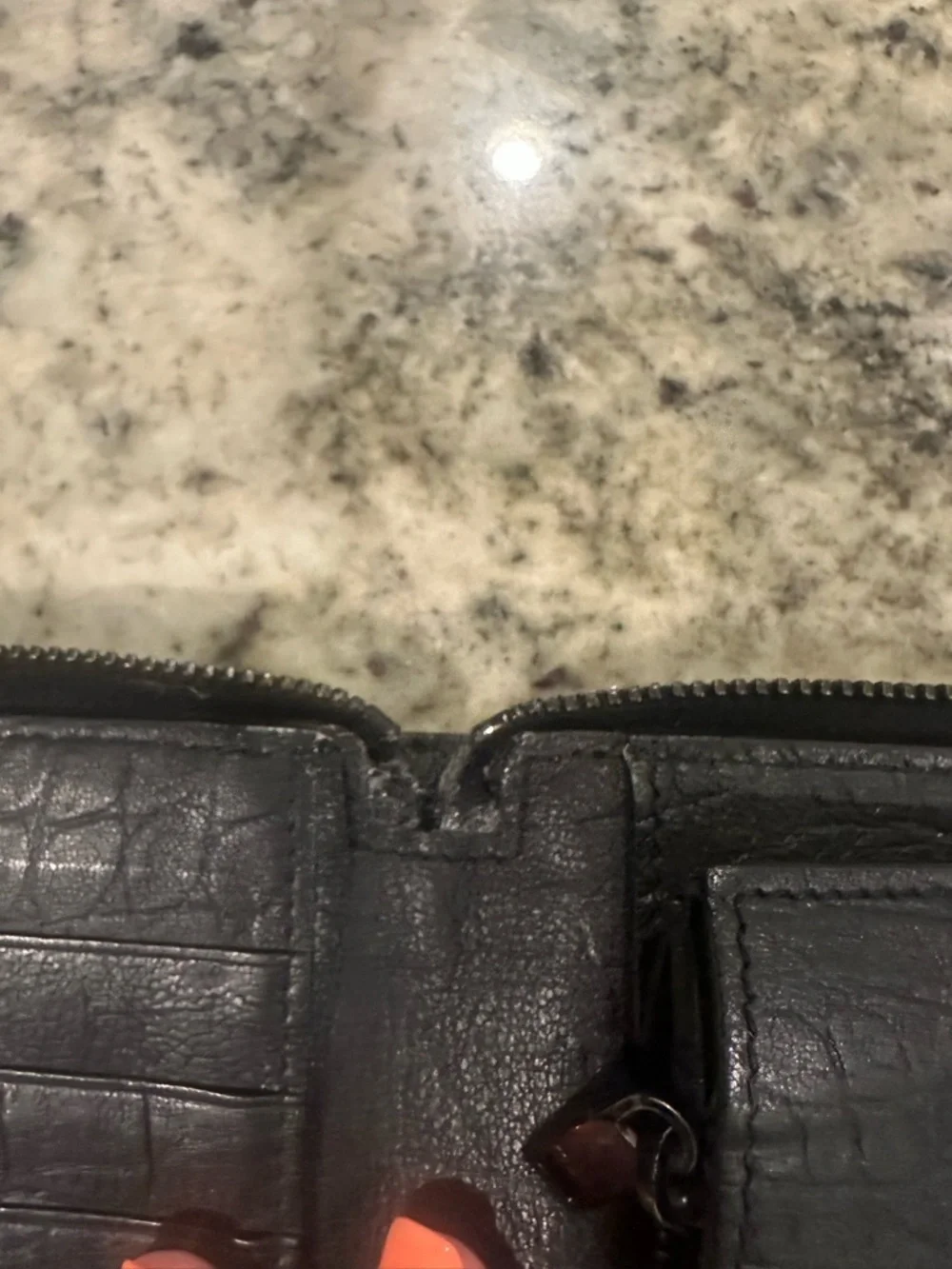 Saint Laurent Black Croc-Embossed Zip Around Wallet with YSL Logo - Picture 11 of 12